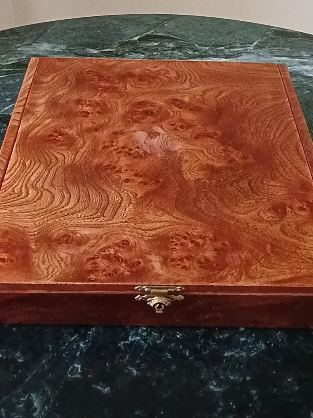 Antique French Burl Wood Jewelry Decorative Case Box
